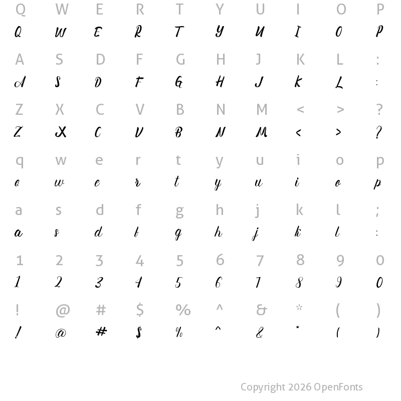 Character Map of wonderone beautiful Regular