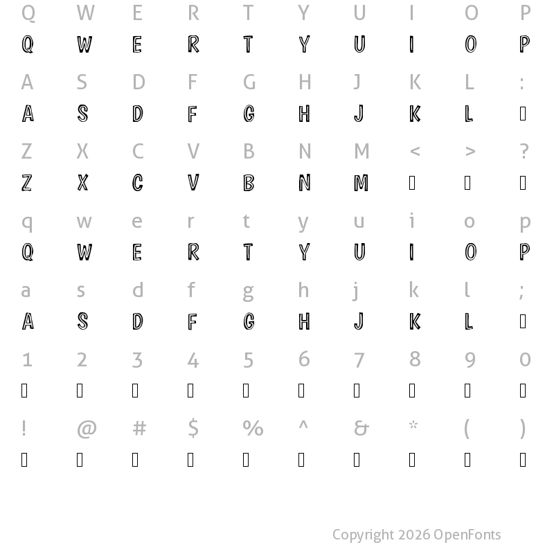 Character Map of Wood Carved Regular