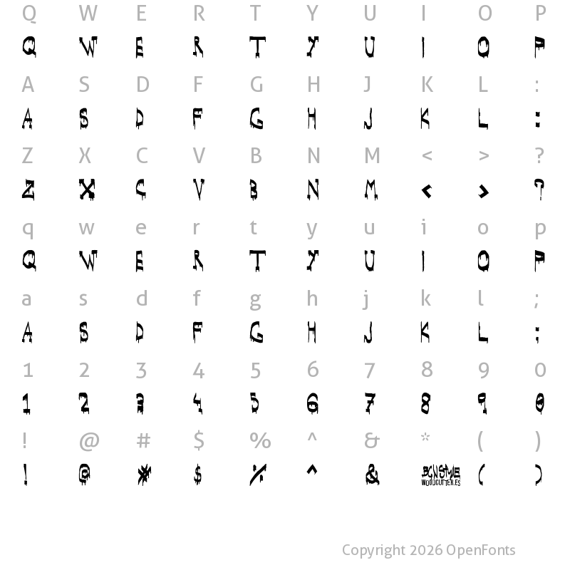 Character Map of WOODCUTTER BCN Style Regular