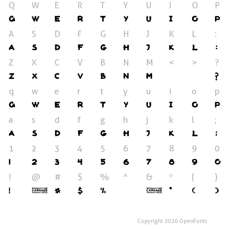 Character Map of woodcutter carnage Regular