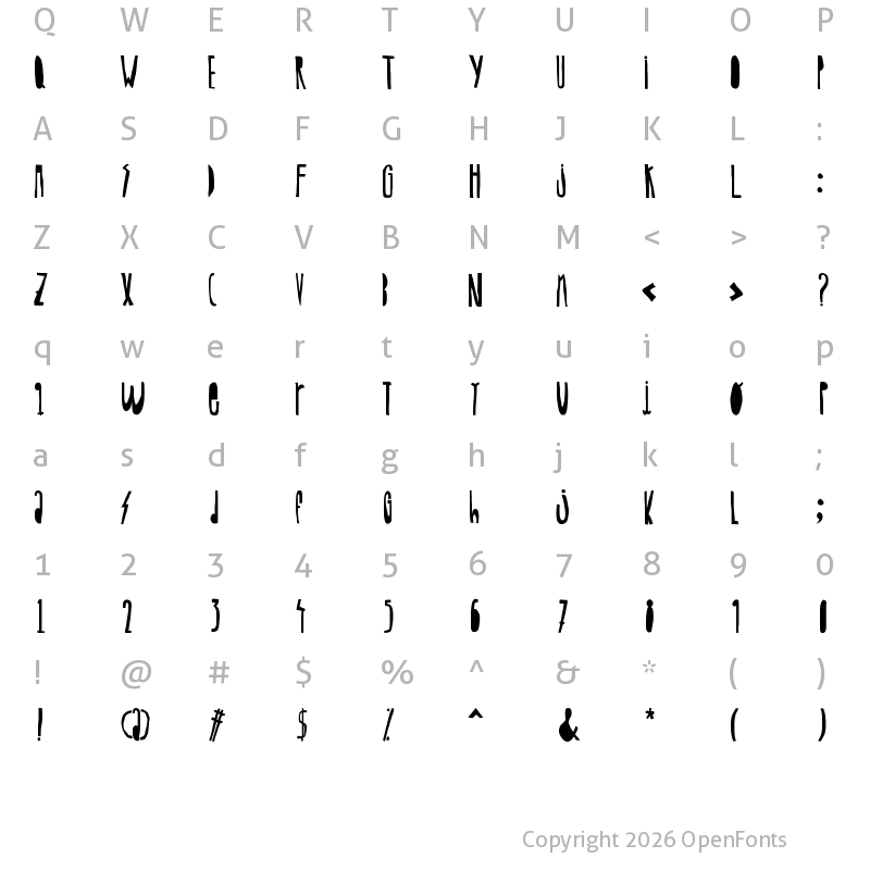 Character Map of Woodcutter Gigantismo Regular