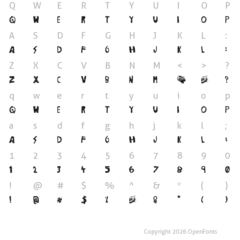 Character Map of Woodcutter Noise Regular