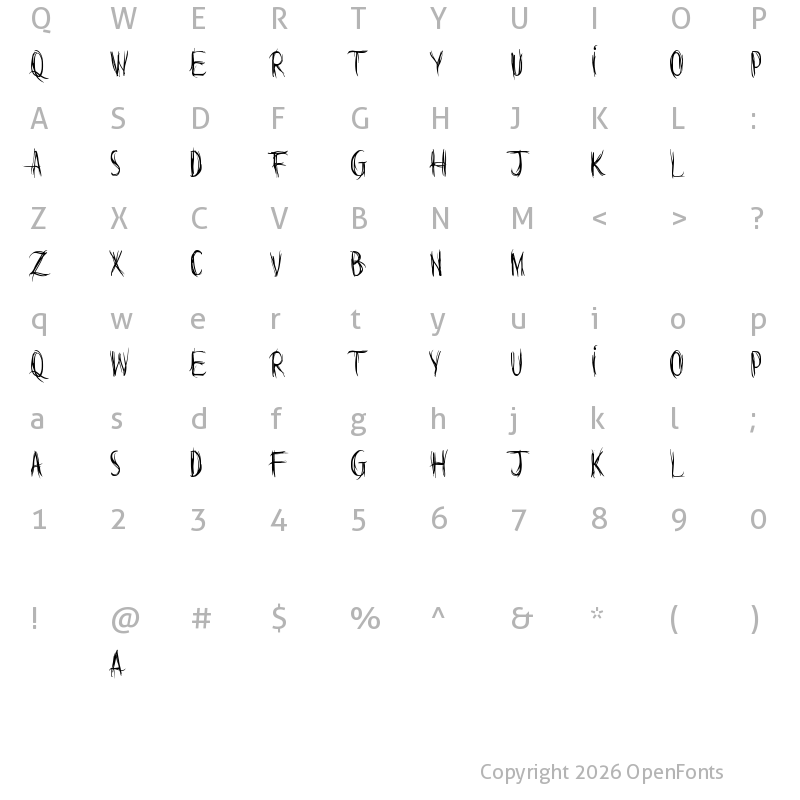 Character Map of Words are but wind Regular