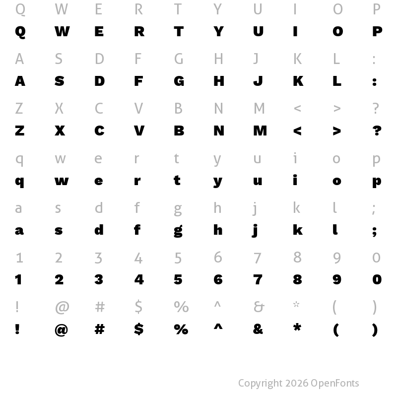 Character Map of Work Sans Black