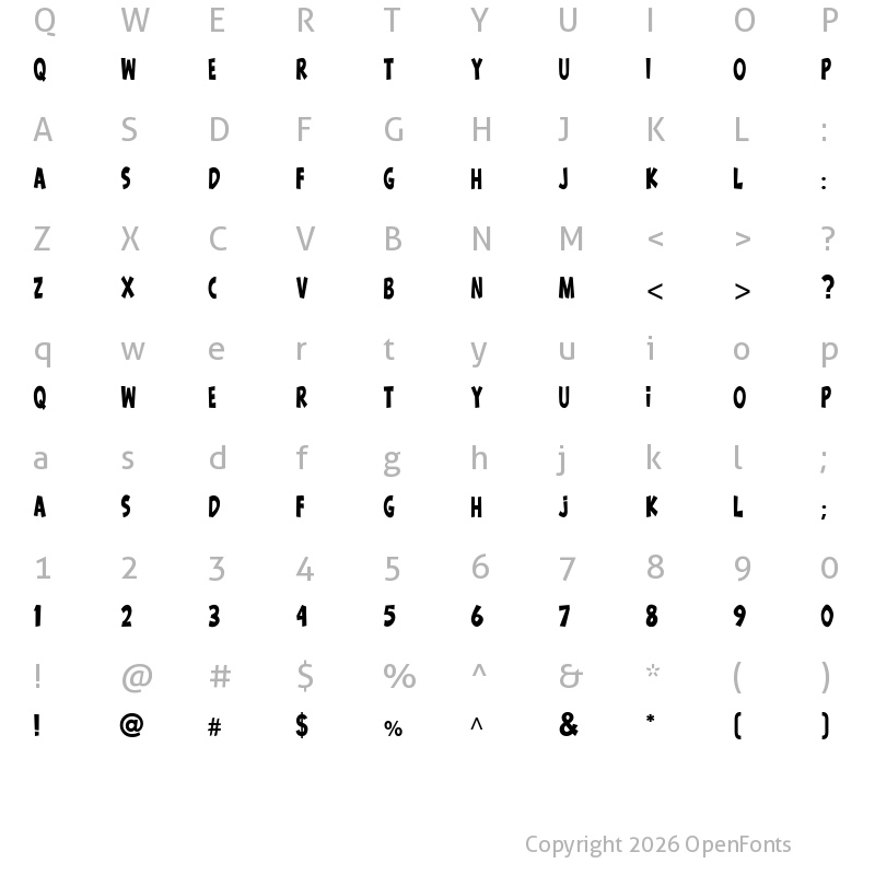 Character Map of wow emezing reguler Regular