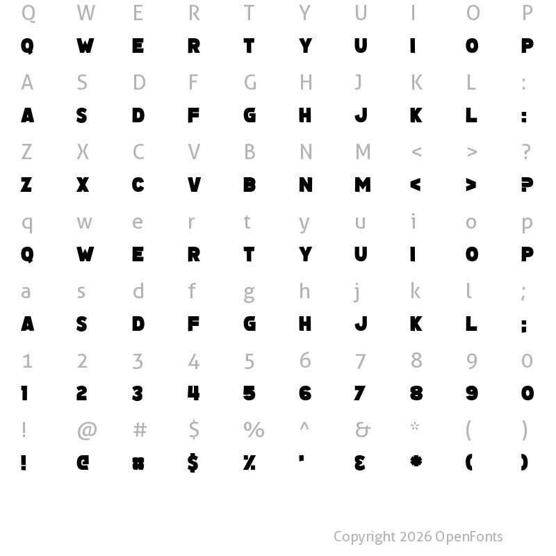 Character Map of Wozcott Regular