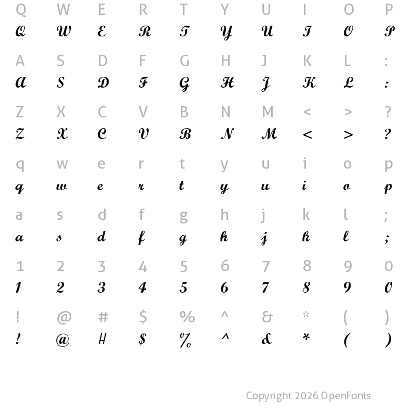 Character Map of Wrexham Script Regular