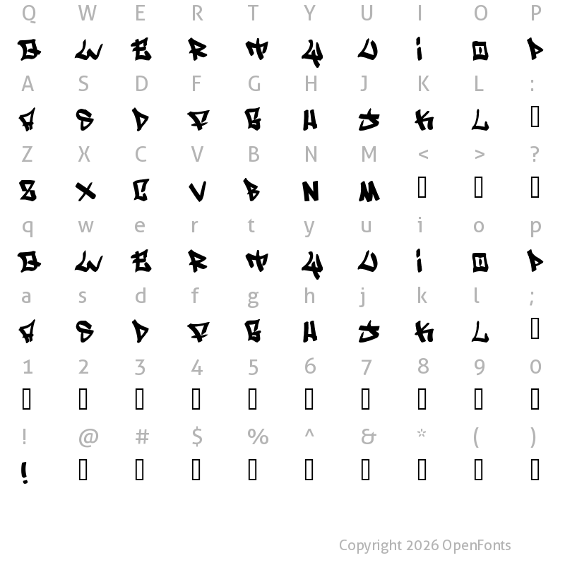Character Map of Writers bold Regular