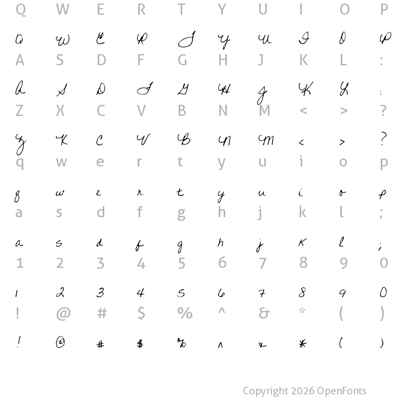 Character Map of Written on His Hands Regular