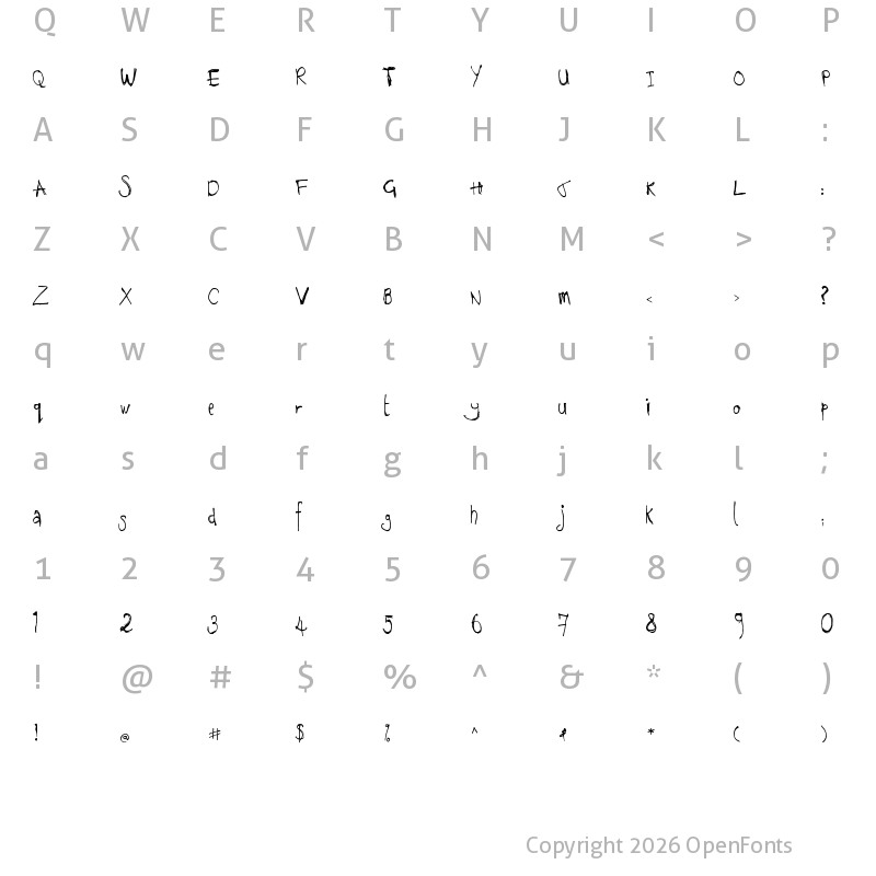 Character Map of WS KnamePlate Regular