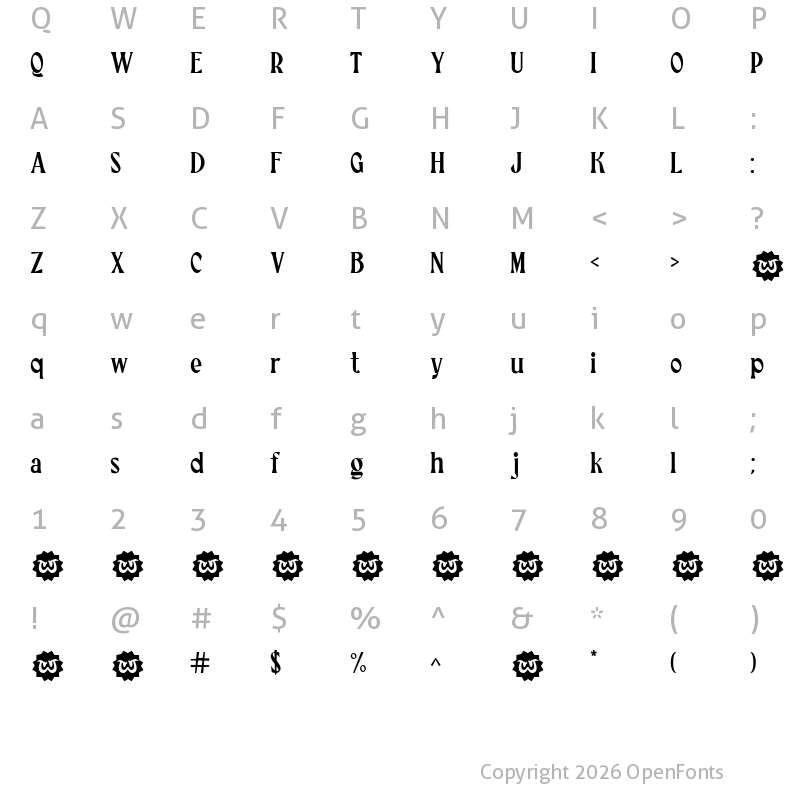 Character Map of WTF Alimento Regular
