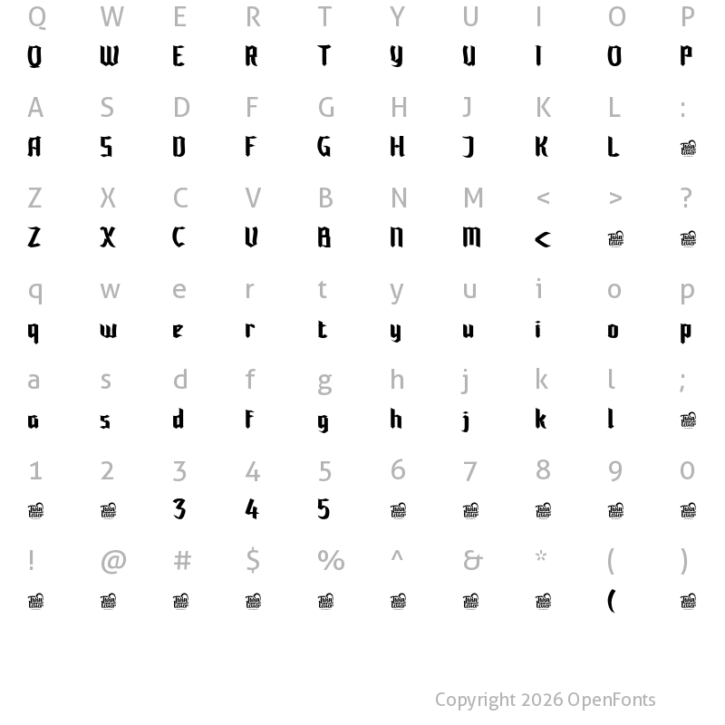Character Map of Wukang Regular