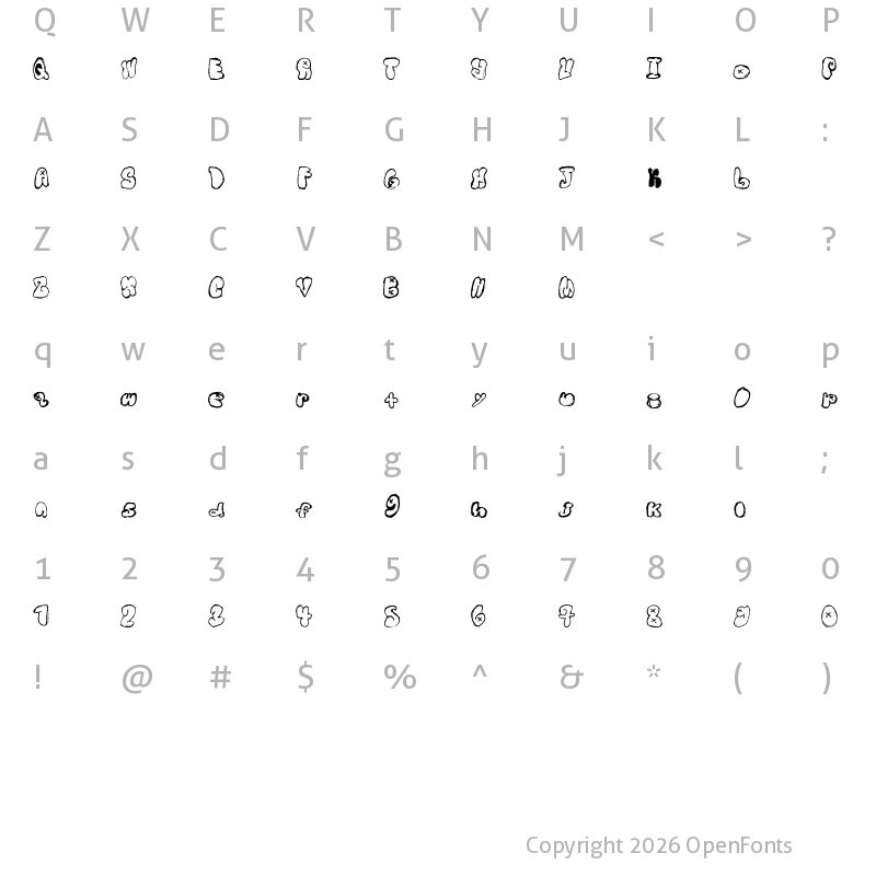 Character Map of wyatt bubbles Regular