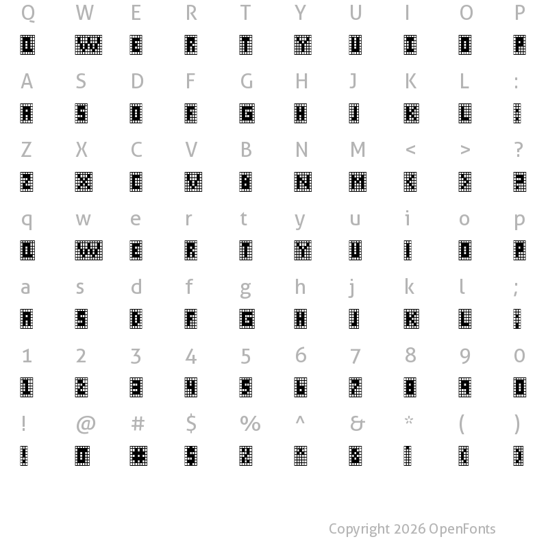 Character Map of X-Grid Regular