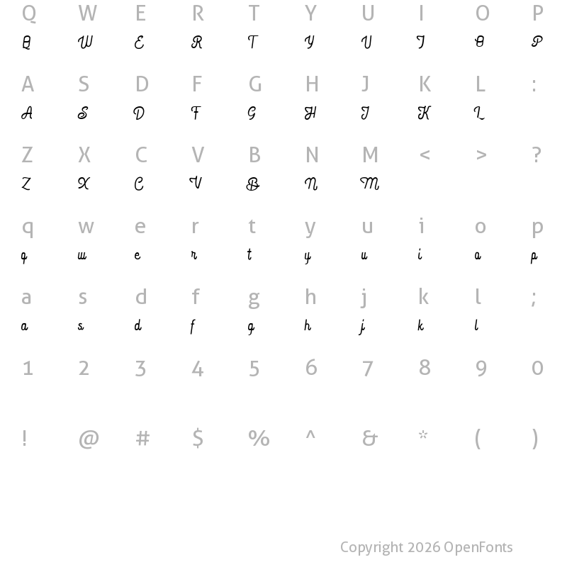 Character Map of Xamire Regular