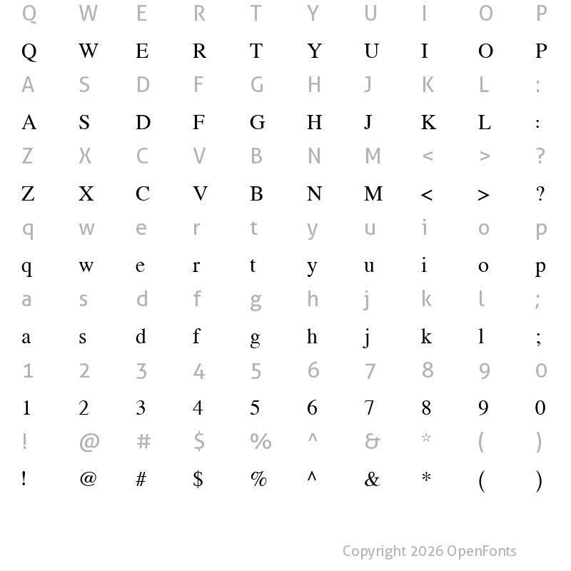 Character Map of XB Yas Regular