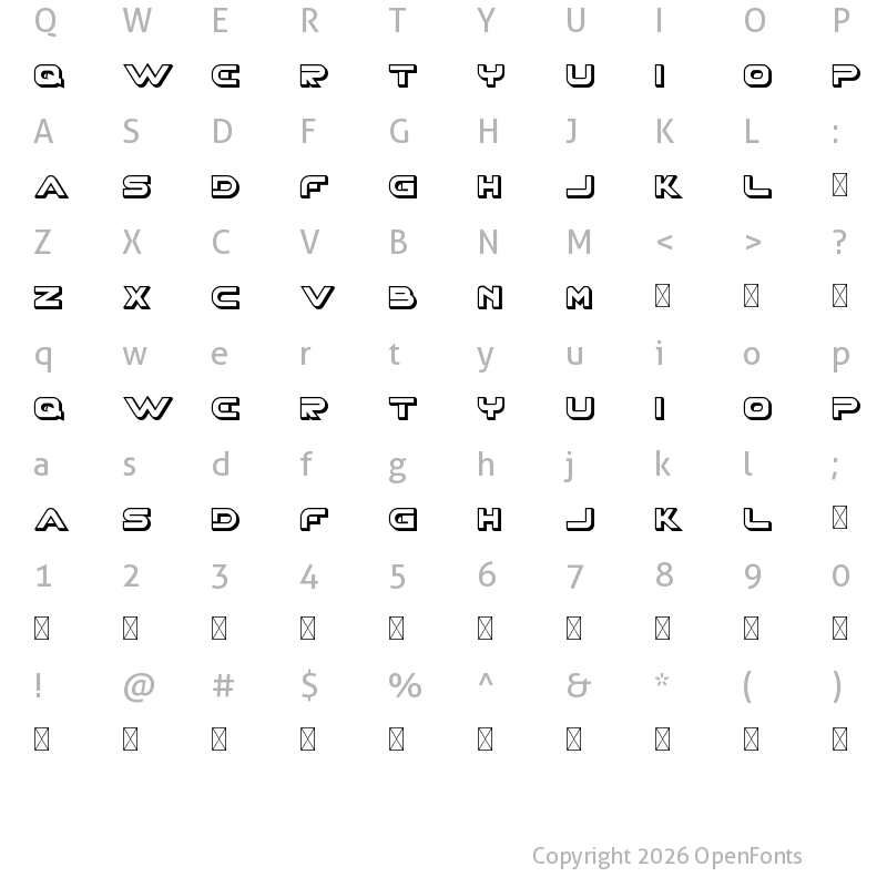 Character Map of XHARP Demo 3D