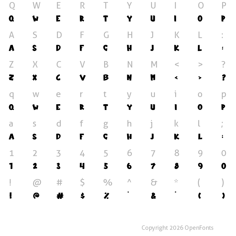 Character Map of Xmas Bells Regular