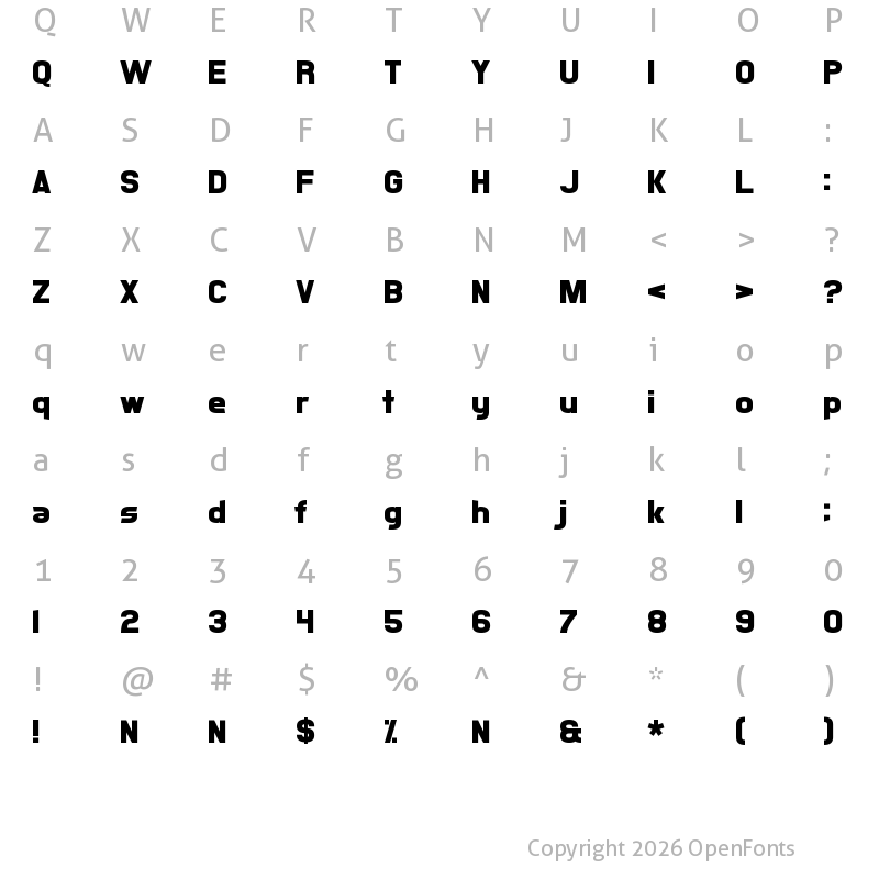 Character Map of Xsotik Regular
