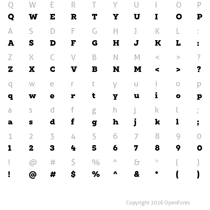 Character Map of XXII Geom Slab DEMO Heavy