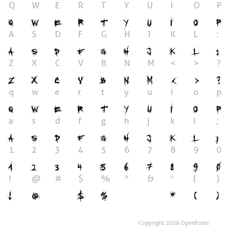 Character Map of XXII SCRATCH Regular