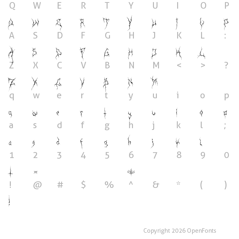 Character Map of XXII Ultimate-Black-Metal Fallen Angel