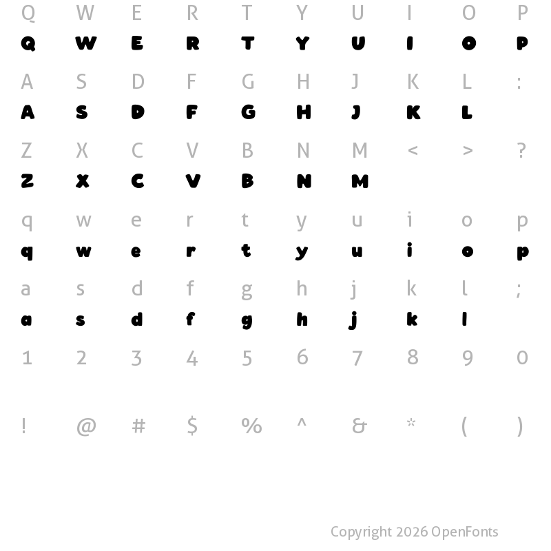Character Map of Xylomylo Free Regular