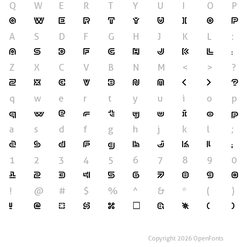 Character Map of Y2k Subterran Express KG Normal