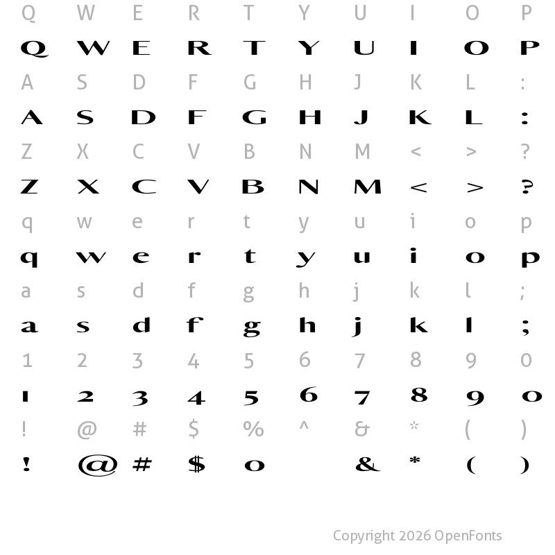 Character Map of Yadon ExtraExpanded