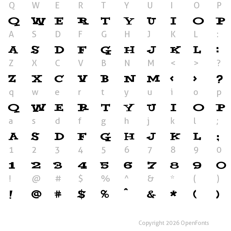 Character Map of Yahoo Regular