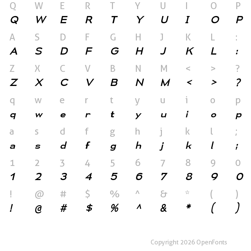 Character Map of Yamaxanadu Italic Italic