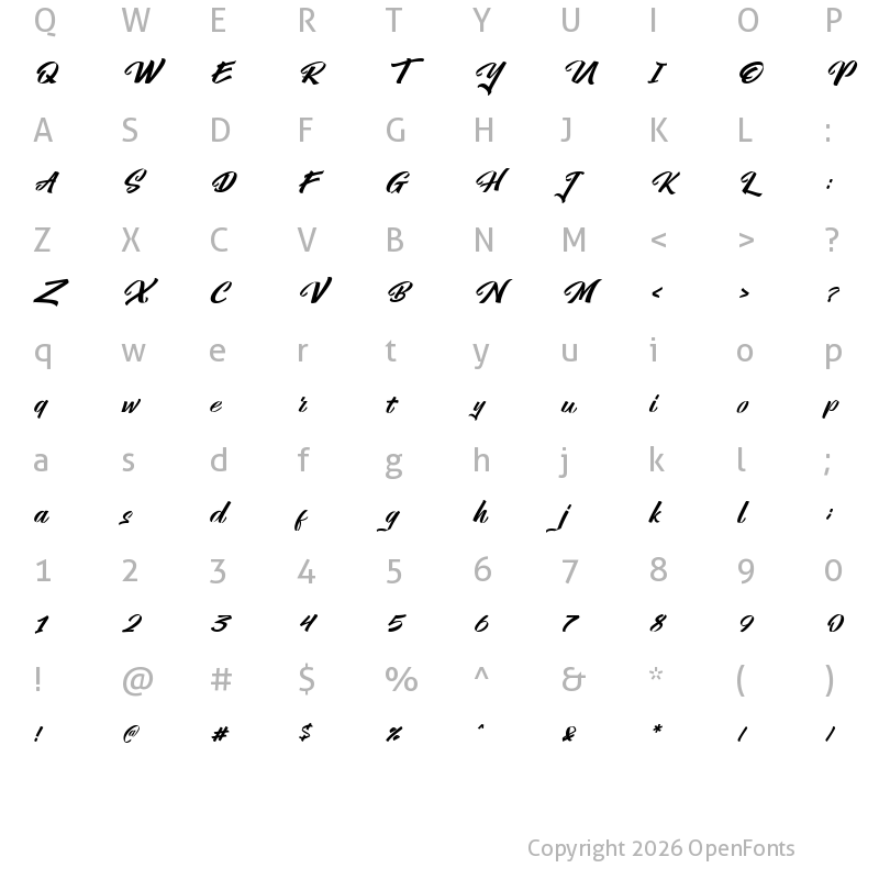 Character Map of Yambag Italic