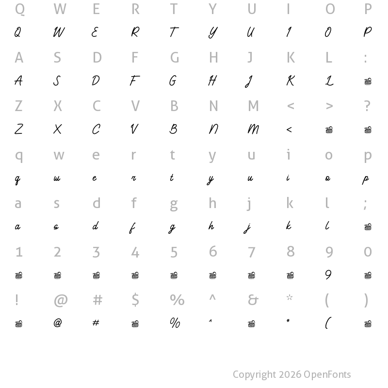 Character Map of Yamosty Trial Regular