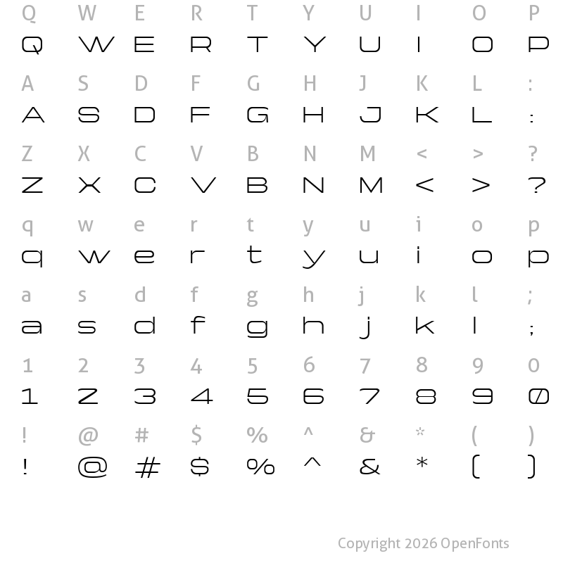 Character Map of Yapari Trial Light