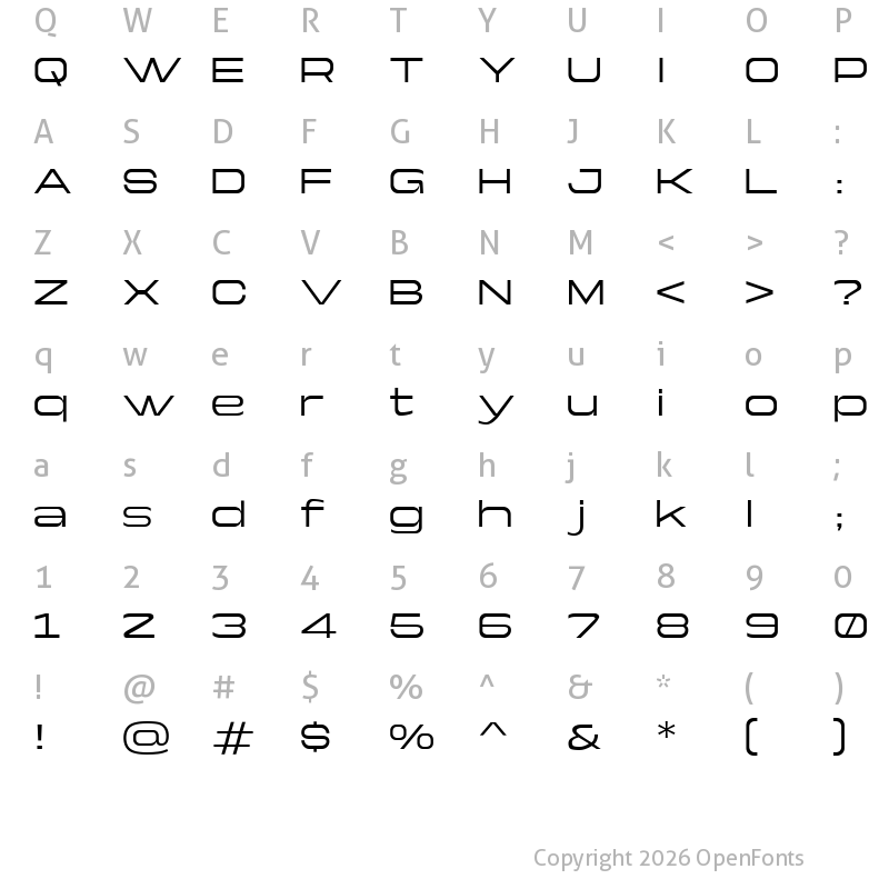 Character Map of Yapari Trial Regular