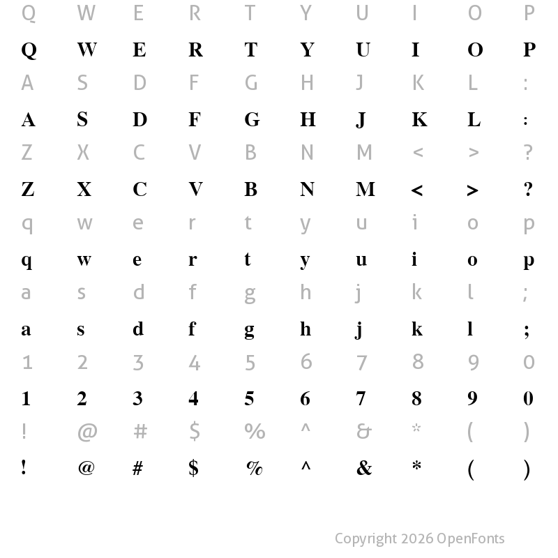 Character Map of Yas Bold