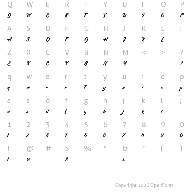 Character Map of Yeah Violette - Personal Use Regular