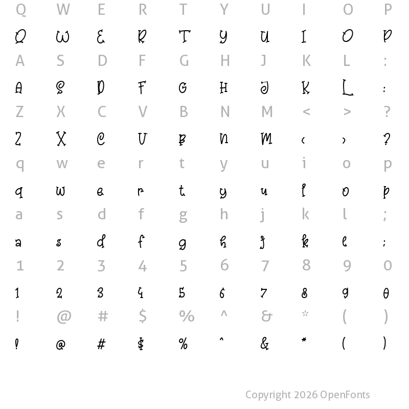 Character Map of Yellow Craft Regular