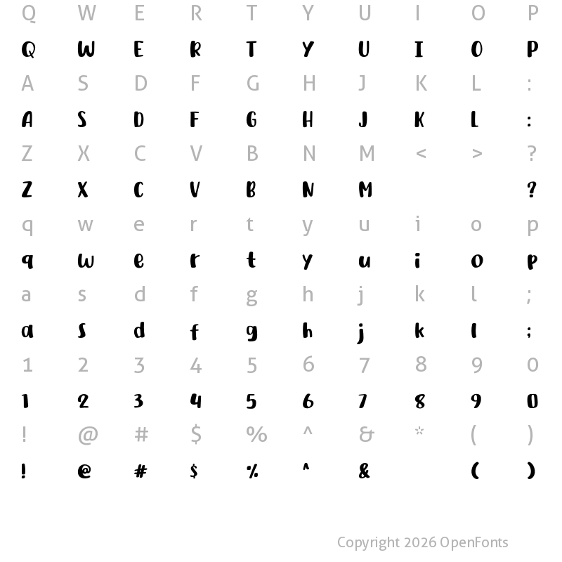 Character Map of Yellow Style Regular