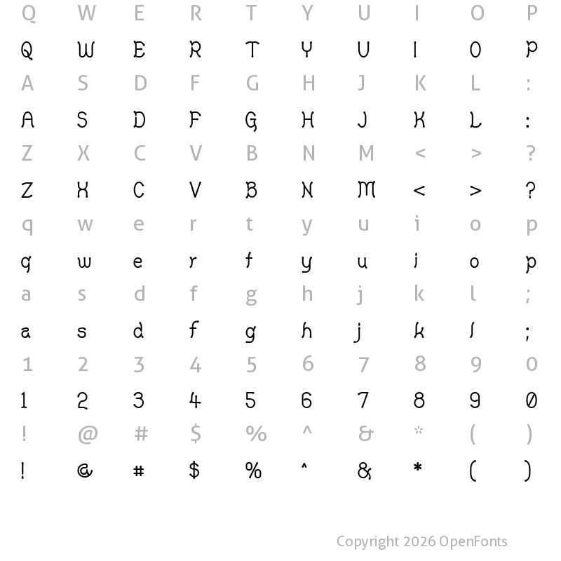 Character Map of Yellow Swamp Regular