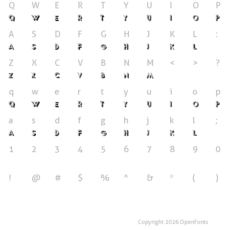 Character Map of Yellowed 3D Regular
