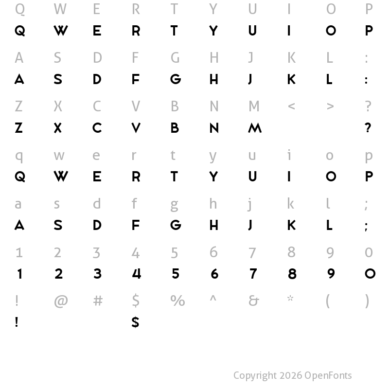Character Map of Yellowed Regular