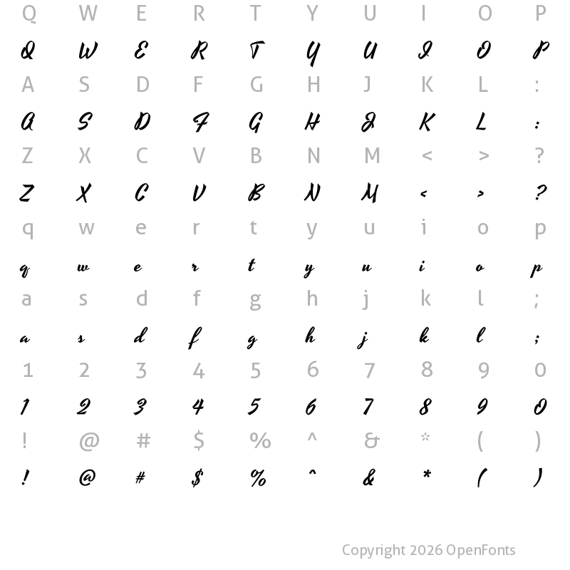 Character Map of Yesteryear Regular
