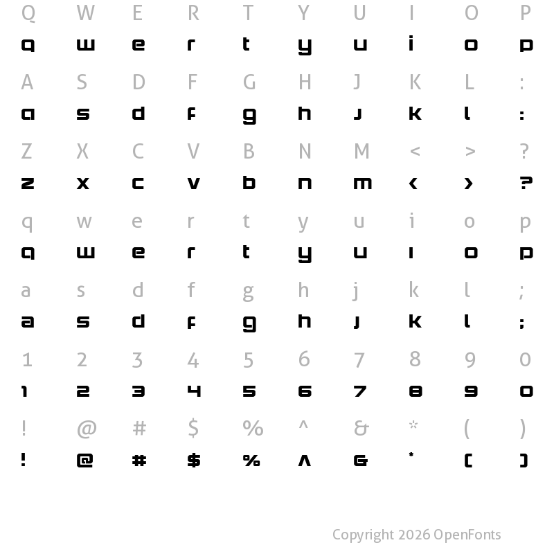 Character Map of Yielding Timber Regular