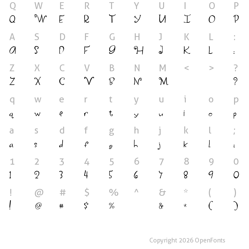 Character Map of Yippy Regular