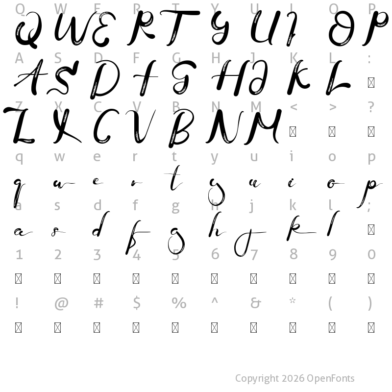 Character Map of Yofanka Demo Regular