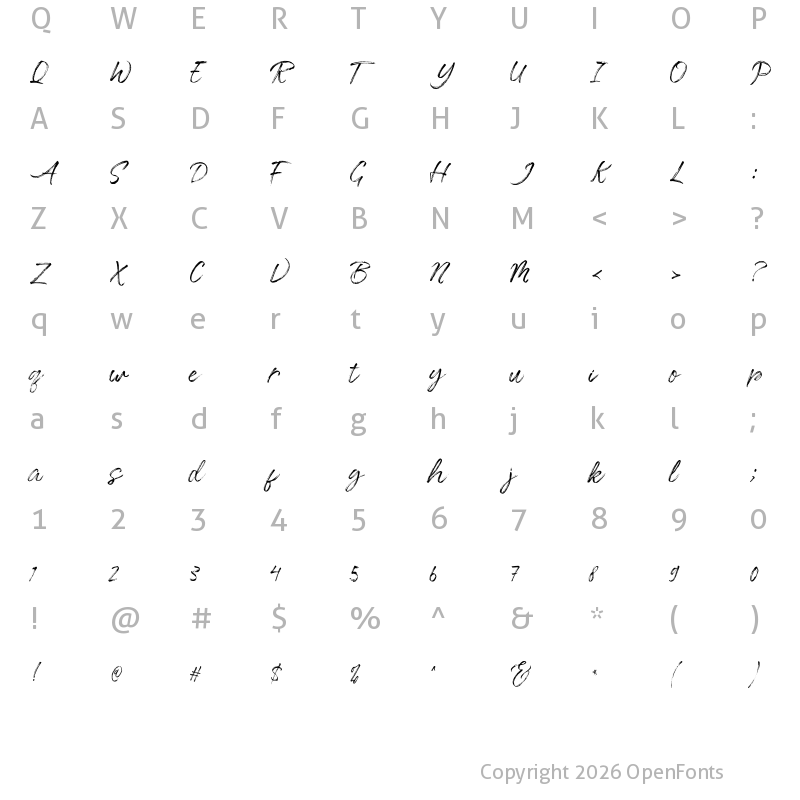 Character Map of Yohey Regular