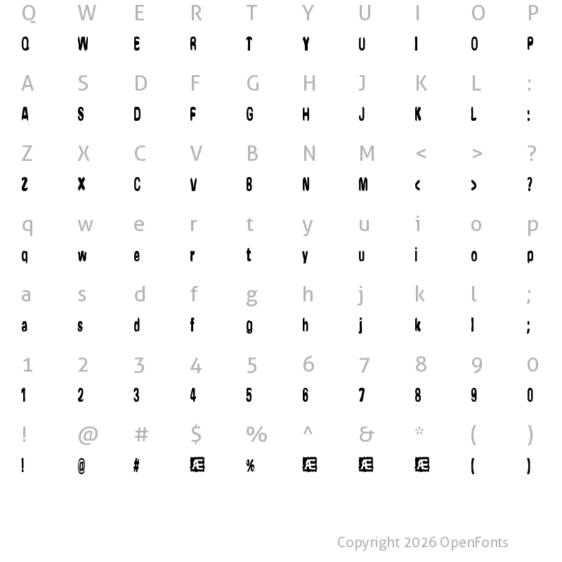 Character Map of Yonder BRK Regular