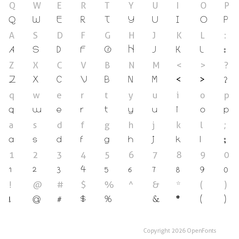 Character Map of Yonna Regular