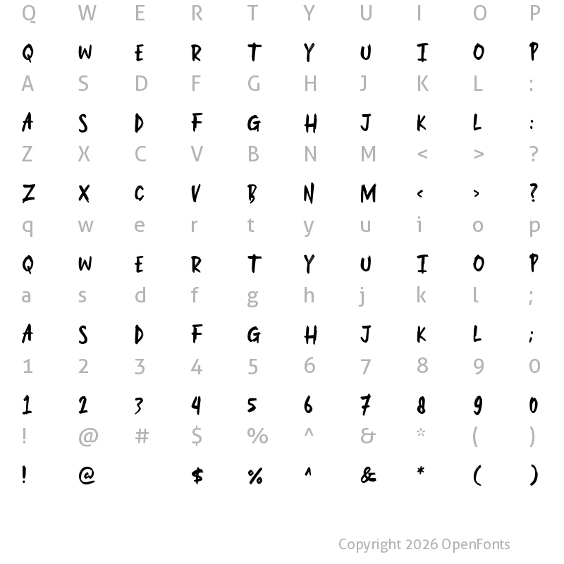 Character Map of You Are Scared Regular